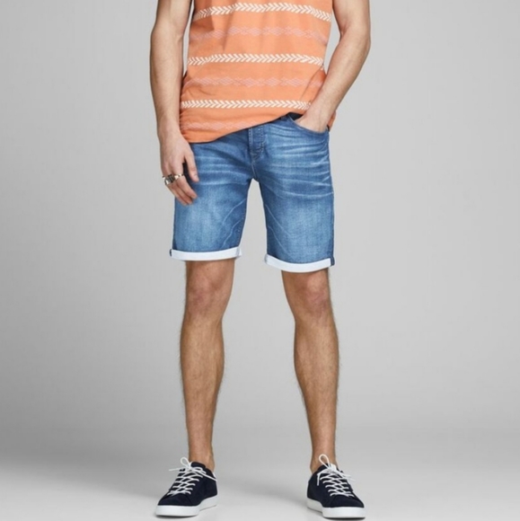 jack and jones indigo knit shorts